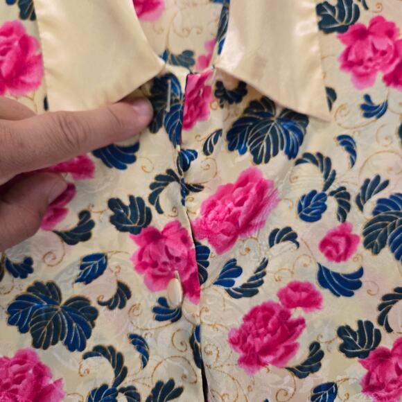 Vintage Victorias Secret Night Shirt Womens S Pink Cream Floral Missing Buttons - Picture 9 of 10